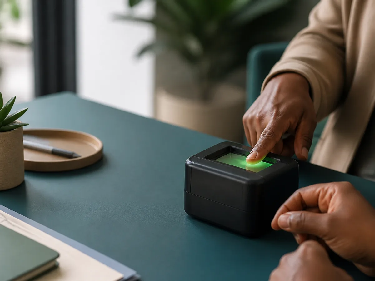 Fingerprint capture equipment used during an identity registration appointment